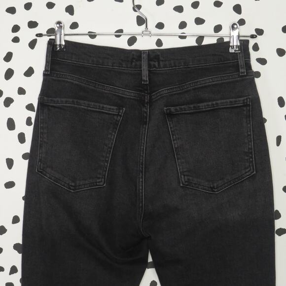 Agolde Black Wash Distressed Nico High Rise Slim Jeans - Picture 7 of 12